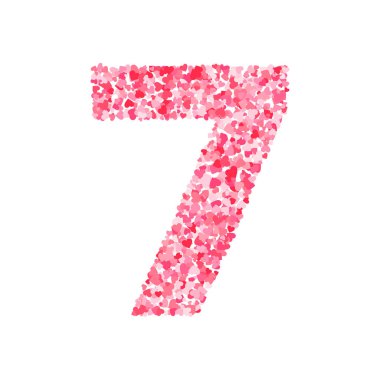 Vektör pembe & kırmızı Sevgililer Günü heartshapes yazı tipi, sayı 7