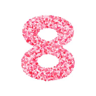 Vektör pembe & kırmızı Sevgililer Günü heartshapes yazı tipi, sayı 8