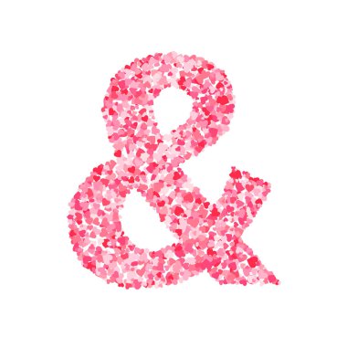 Vektör pembe & kırmızı Sevgililer Günü heartshapes yazı tipi, ampersand