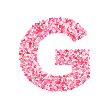 Vektör pembe & kırmızı Sevgililer Günü heartshapes yazı tipi, mektup G