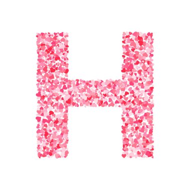 Vektör pembe & kırmızı Sevgililer Günü heartshapes yazı tipi, h harfi