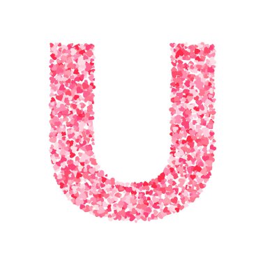 Vektör pembe & kırmızı Sevgililer Günü heartshapes yazı tipi, mektup U