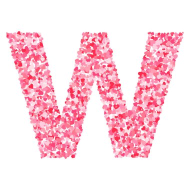 Vektör pembe & kırmızı Sevgililer Günü heartshapes yazı tipi, w harfi