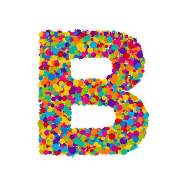 Vektör renkli boya sıçramaları yazı tipi, B harfi