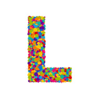 Vektör renkli boya sıçramaları yazı tipi, L harfi