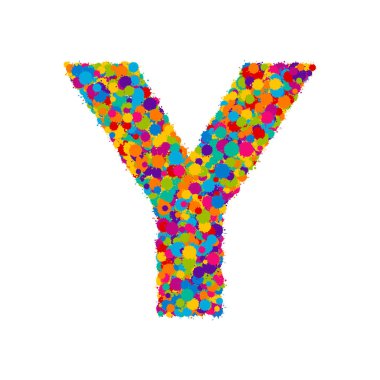 Vektör renkli boya sıçramaları yazı tipi, y harfi