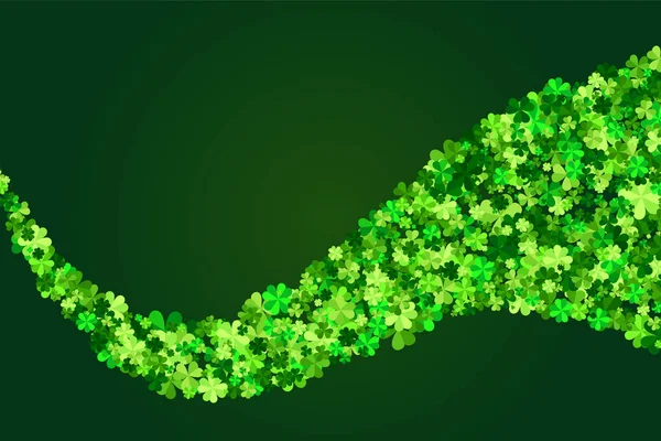 Vektor gröna klöver lämnar vågig rand inredning element för Saint Patrick's Day i platt stil — Stock vektor
