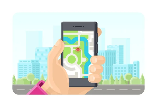 Düz tarzda Online gps haritaları telefon uygulama konsepti