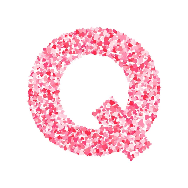 Vektör pembe & kırmızı Sevgililer Günü heartshapes yazı tipi, mektup Q