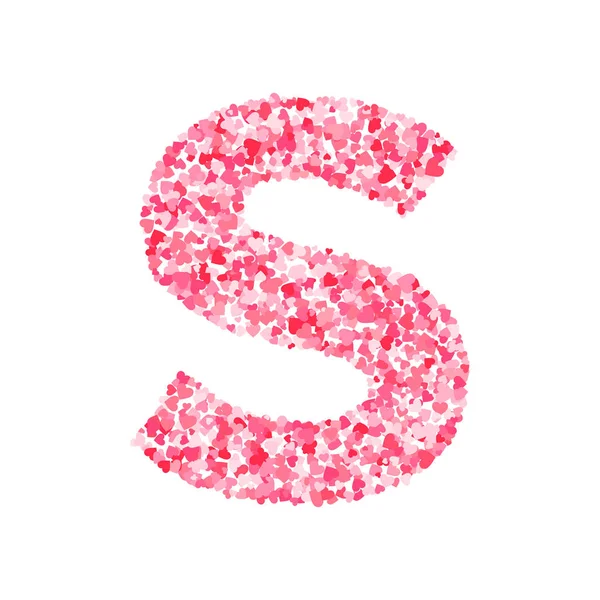 Векторный розово-красный шрифт День святого Валентина, буква S — стоковый вектор