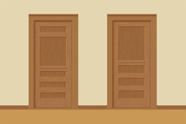 Portes intérieures en bois texturées vectorielles avec cadres de porte en style plat. proportions réalistes, échelle 1 : 100 . — Image vectorielle