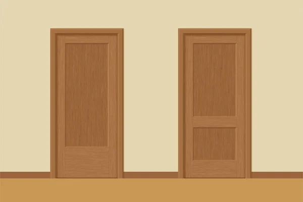 Vektor strukturierte Holz-Innentüren mit Türrahmen im flachen Stil. realistische Proportionen, Maßstab 1: 100. — Stockvektor