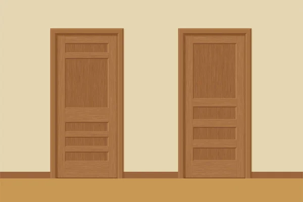 Portes intérieures en bois texturées vectorielles avec cadres de porte en style plat. proportions réalistes, échelle 1 : 100 . — Image vectorielle