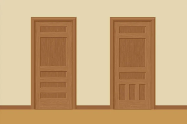 Portes intérieures en bois texturées vectorielles avec cadres de porte en style plat. proportions réalistes, échelle 1 : 100 . — Image vectorielle