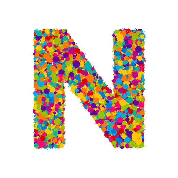 Vektör renkli boya sıçramaları yazı tipi, n harfi