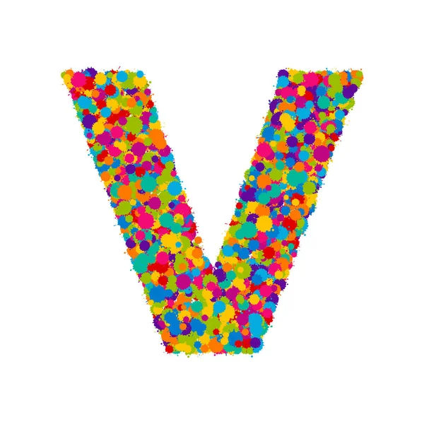 Vektorová barevná malba písmo s barevným nátěrem, písmeno V — Stockový vektor