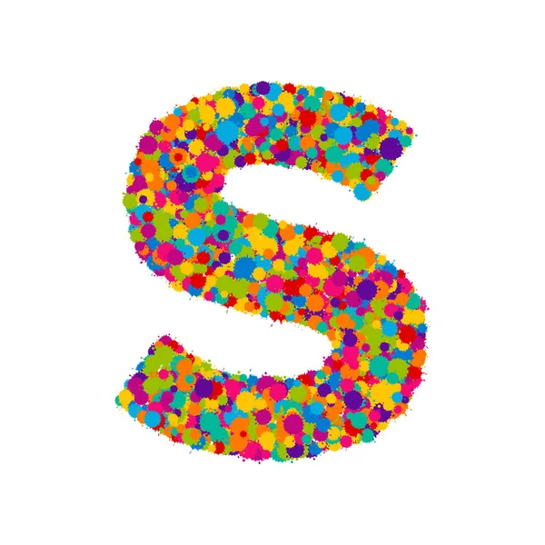 Vektor färgglada färg stänk teckensnitt, bokstaven S — Stock vektor