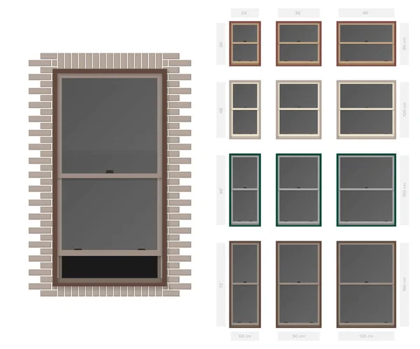 Vector monobloque no bar típico conjunto de ventanas en diferentes tamaños y colores — Archivo Imágenes Vectoriales