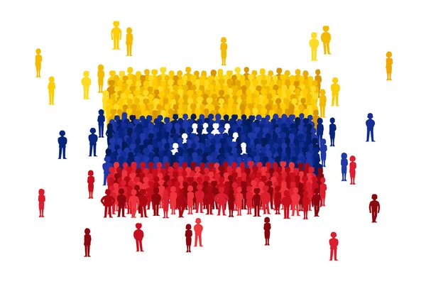 Vector Bandera del Estado de Venezuela formada por multitud de personajes de dibujos animados — Vector de stock