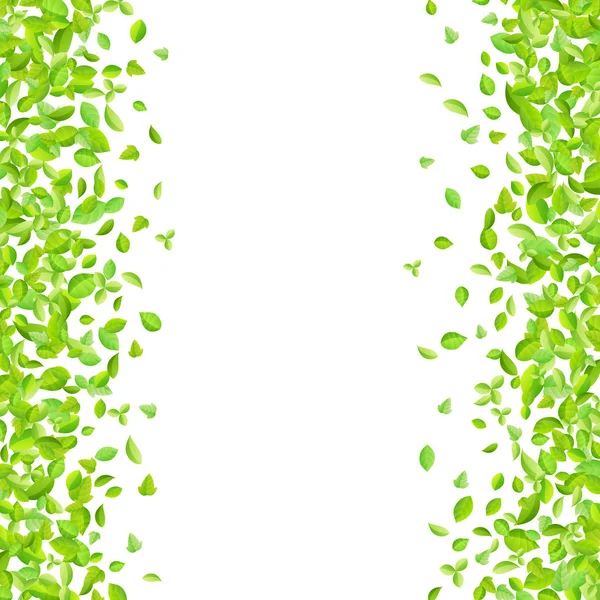 Vetor fresco primavera verde folhas fundo para cartão de saudação em estilo plano — Vetor de Stock