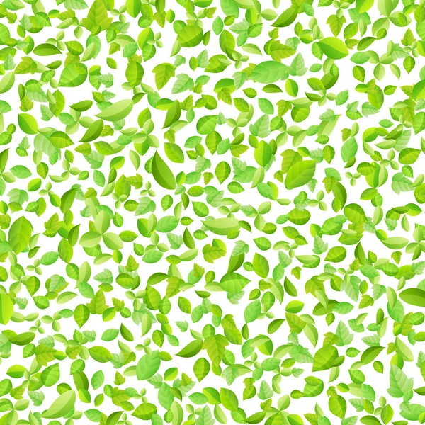 Vector verde primavera fresco hojas de fondo para la tarjeta de felicitación en estilo plano — Vector de stock