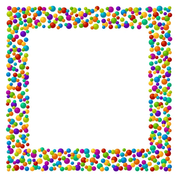Vector vibrante color jabón burbujas o confeti caja de texto festivo — Vector de stock
