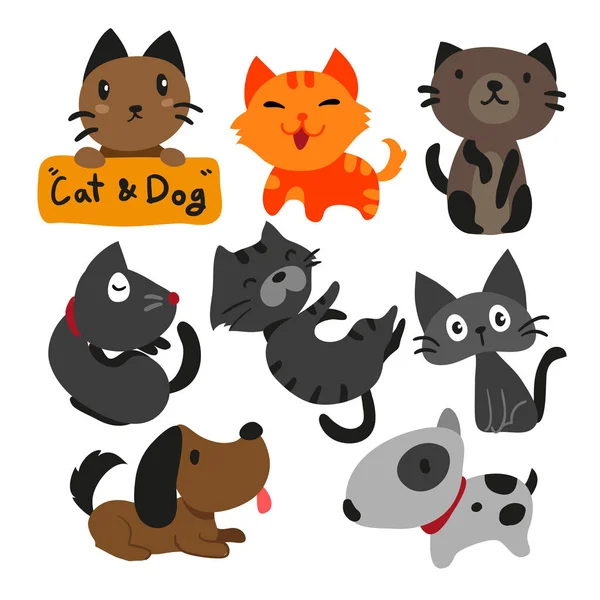 Katze Und Hund Charakterdesign — Stockvektor