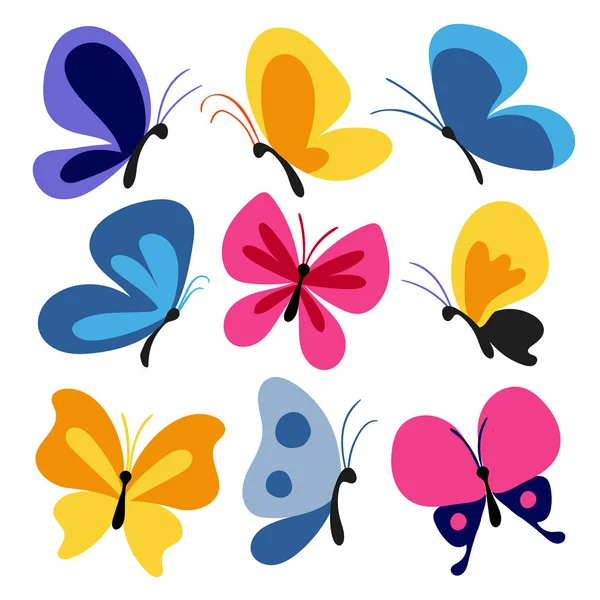 Handgezeichnete Schmetterlinge Gesetzt — Stockvektor