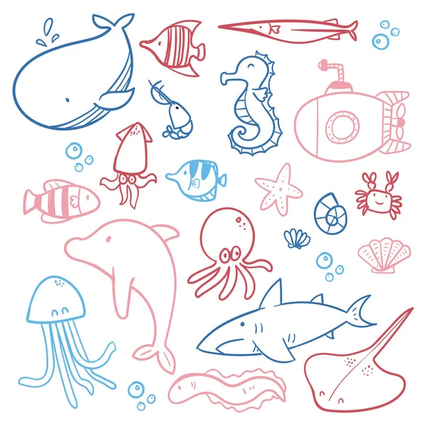 海洋人物素描设计 — 图库矢量图片