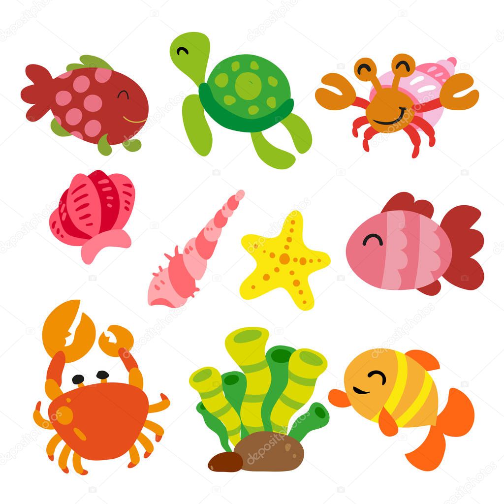 Sea animals collection design