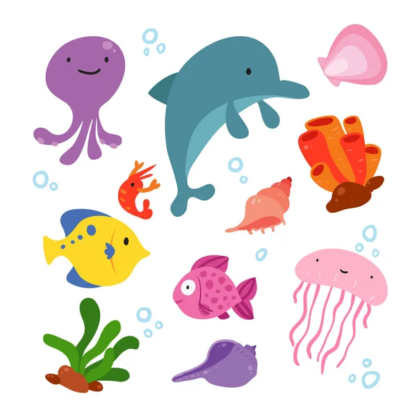 Projeto Coleta Animais Oceânicos — Vetor de Stock