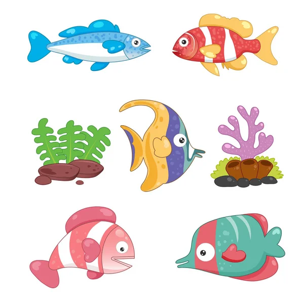 Ocean Animals Collection Design — Stock Vector