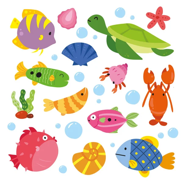 Animals Character Design Ocean Collection — Stock Vector