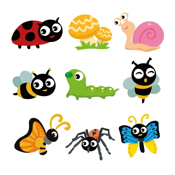 การออกแบบคอลเลกช วละครของแมลง — ภาพเวกเตอร์สต็อก
