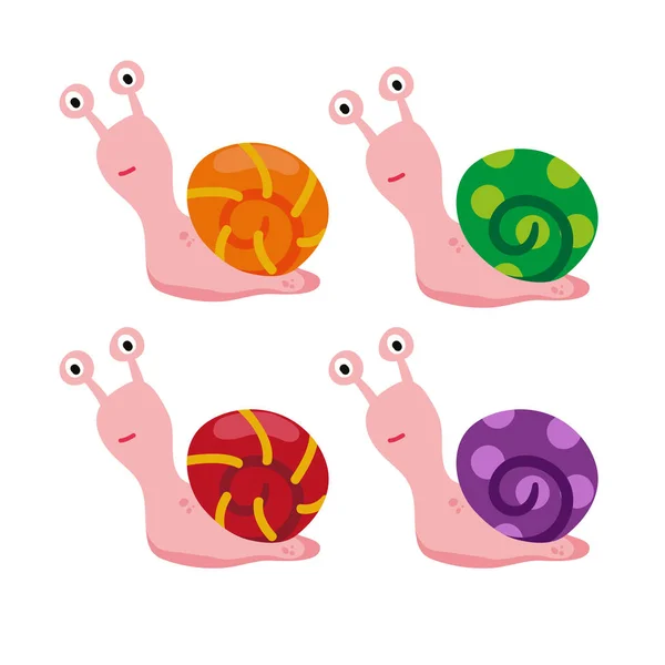 Caracol Carácter Colección Diseño — Vector de stock