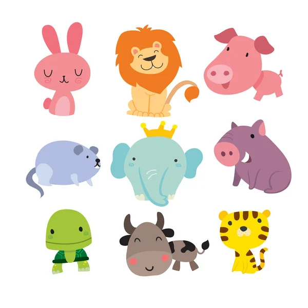 Animals Character Design Wildlife Vector Collection — Stock Vector