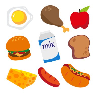 gıda vektör toplama tasarımı, kahvaltı vektör tasarımı