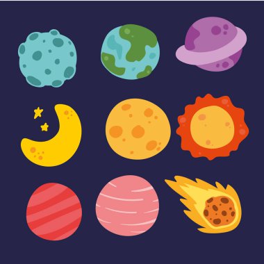 uzay vektör toplama tasarımı, galaksi vektör set, uzay vektör tasarımı