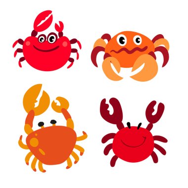 karakter vektör tasarımı yengeç, vektör toplama tasarım yengeç