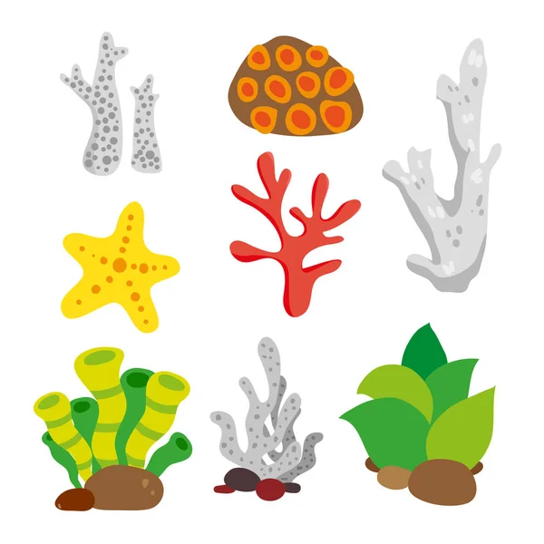 サンゴのベクトル コレクション設計 サンゴのベクトルのデザイン 海の植物コレクション — ストックベクタ