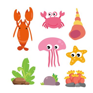 deniz yaşamı vektör toplama tasarımı, hayvan toplama tasarım vektör