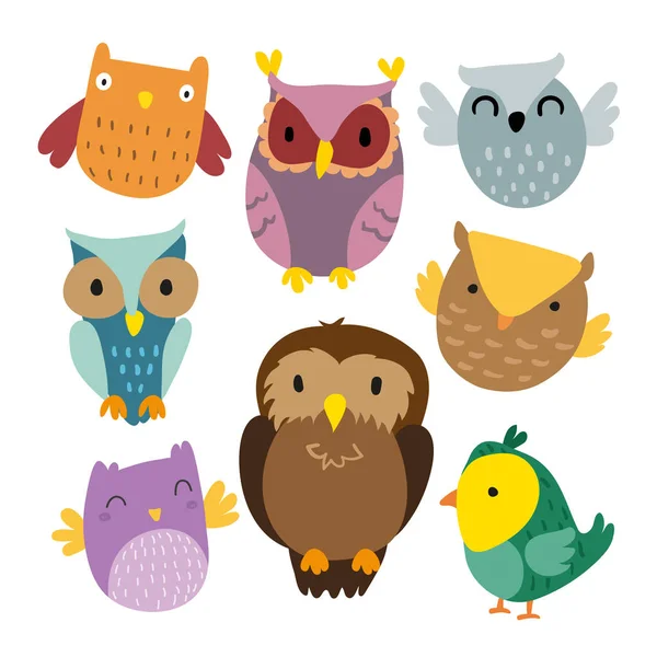 Owl Vektor Collection Design Uggla Karaktärsdesign Samling — Stock vektor