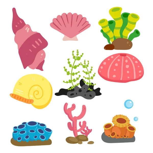 mercan vektör toplama tasarımı, deniz bitki koleksiyonu tasarım vektör