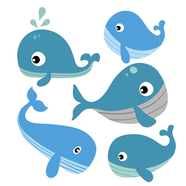 Walvis Vector Collectie Design Dieren Vector Collectie Design — Stockvector