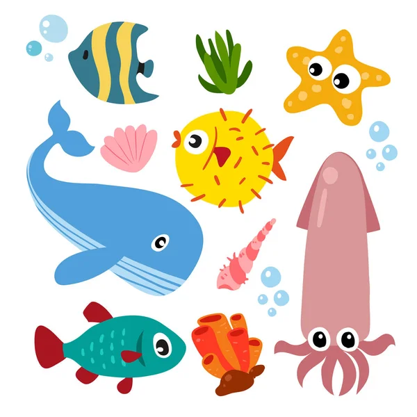 Ocean Vector Collection Design Marine Life Vector Design — Stock Vector