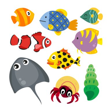 deniz yaşamı vektör toplama tasarım, tasarım okyanus hayvanlar vektör