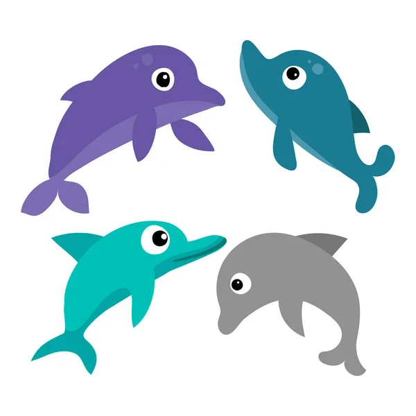 海豚矢量采集设计 海洋生物矢量采集设计 海洋动物载体设计 — 图库矢量图片