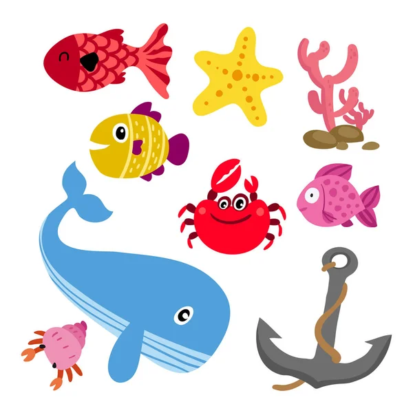 海洋生物矢量采集设计 海洋动物矢量设计 — 图库矢量图片