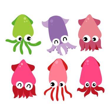 toplama tasarım vektör kalamar, kalamar karakter tasarımı vektör