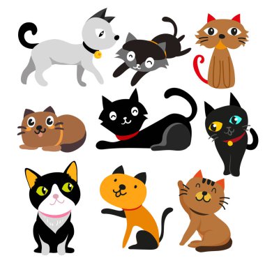 kedi vektör toplama tasarım, yavru kedi vektör toplama tasarım
